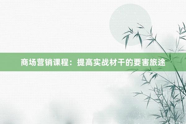 商场营销课程：提高实战材干的要害旅途